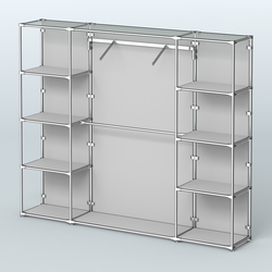 Торговая система ХРОМ (задняя стенка - ДСП) 2430 мм с полками ДСП и поручнями №11, Серый