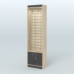 Витрина закрытая из ДСП с экономпанелью для аптеки №2-300-4, Дуб Сонома + Черный