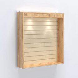 Витрина настенная №204-2В открытая с экономпанелью и верхней подсветкой, Дуб Золотистый