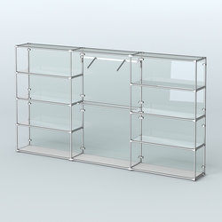 Торговая система ХРОМ (задняя стенка - стекло) 3600 мм с зеркальными полками и поручнями №9, Серый