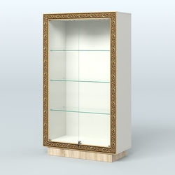 Низкая витрина с декором и верхней подсветкой НБА-5, Белый + Дуб Сонома