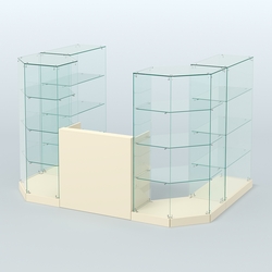 Торговый стеклянный павильон Абсолют №1 (открытый) (4.13 кв.м), Крем Вайс