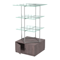 Торговые стенды Экспозиция с полками и тумбами №1 (с двумя стеклянными полками 6мм), Ясень Анкор темный