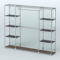 Торговая система ХРОМ (задняя стенка - стекло) 2430 мм с тонированными полками и поручнями №3, Дуб Венге