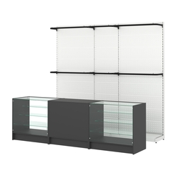 Комплект стеллажей с П-поручнями и прилавков ЭК-4 для торговли одеждой №3, Черный