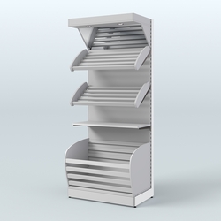 Стеллаж для хлеба и выпечки с нижней корзиной - накопителем и фризом Феникс №12ФК, Серый