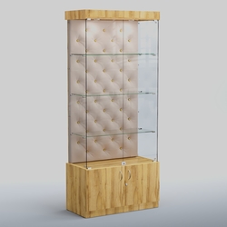 Высокая стеклянная витрина КАПИТОНЕ №1, Дуб Золотистый + 01 Cream