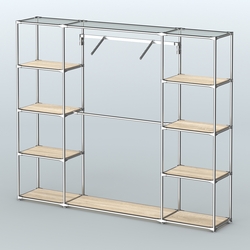 Торговая система ХРОМ без ДСП 2430 мм с полками ДСП и поручнями №11, Дуб Сонома