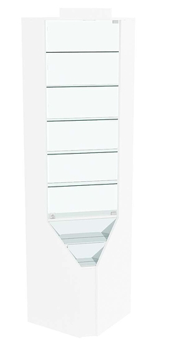 Витрина серии Эталон угловая №3-2 (Внутренний угол, задняя стенка - стекло), Белый