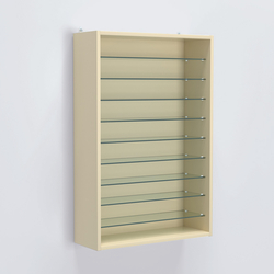 Витрина настенная №202-5Г открытая с девятью полками, Крем Вайс