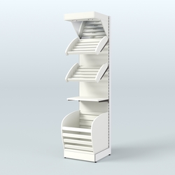 Стеллаж для хлеба и выпечки с нижней корзиной - накопителем и зеркальным фризом Феникс №14КФ, Белый