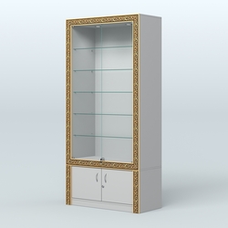 Витрина прямоугольная с декором №ВБА-501, Серый