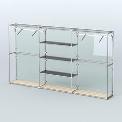 Торговая система ХРОМ (задняя стенка - стекло) 3600 мм с тонированными полками и поручнями №10, Дуб Сонома