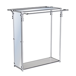 Хромированный высокий стенд-вешало, торец-зеркало ZTD-11 №1-4 с полкой Зеркало 4 мм, Серый