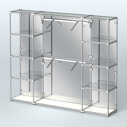 Торговая система ХРОМ (задняя стенка - зеркало) 3600 мм с зеркальными полками и поручнями №7, Белый
