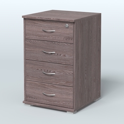 Тумба Нотте подкатная (4 ящика с замком), Ясень Анкор темный