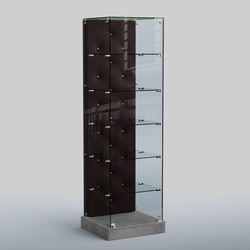 Низкая стеклянная витрина КАПИТОНЕ №501-ХП, Бетон Чикаго + 17 Elephant