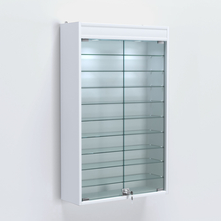 Витрина настенная №202-7А высокая с девятью полками и подсветкой, Белый