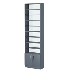 Стеллаж из ДСП с 8-ю полками 250x600 мм серии LEVEL-8 №4-1 (З/C - СТЕКЛО), Темно-Серый