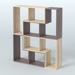 Торговый стеллаж Лофт №2 средний четырех- модульный, Ясень Анкор темный и Дуб Сонома