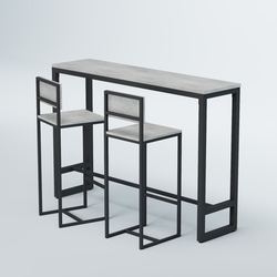 Комплект барный стол "Кофе-брейк" №10 и стулья, Метрополитан Грей