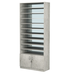Стеллаж из ДСП с 9-ю полками 350x900 мм серии LEVEL-9 №13-2 (З/C - ЗЕРКАЛО), Метрополитан Грей