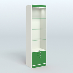 Витрина из ДСП с дверками для аптеки №2-400-1, Белый + Зеленый Оксид 9561 BS