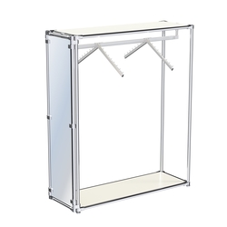 Хромированный стенд островной, торец-зеркало ZTD-12 №1-3 с полками ДСП 16 мм, Белый