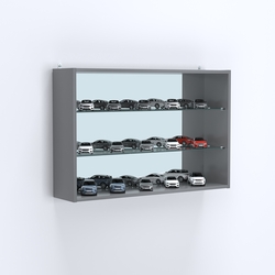 Витрина настенная №203-2Г с двумя полками из стекла и зеркалом, Темно-Серый