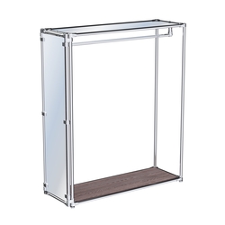 Хромированный стенд-вешало для одежды, торец-зеркало ZTD-10 №1-4 с полкой Зеркало 4 мм, Ясень Анкор темный