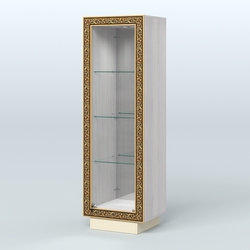 Низкая витрина с декором и тремя прозрачными полками НБА-3, Ясень Анкор светлый и Крем Вайс