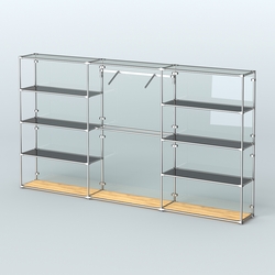 Торговая система ХРОМ (задняя стенка - стекло) 3600 мм с тонированными полками и поручнями №9, Дуб Золотистый