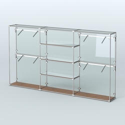 Торговая система ХРОМ (задняя стенка - стекло) 3600 мм с зеркальными полками и поручнями №5, Орех