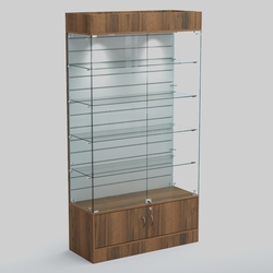 Витрина СЕТЬ №1-П с экономпанелью и полками, Орех