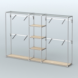 Торговая система ХРОМ без ДСП 3030 мм с полками ДСП и поручнями №8, Дуб Сонома