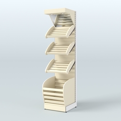 Стеллаж для хлеба и выпечки с нижней корзиной и фризом Феникс №4КФ, Крем Вайс