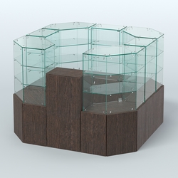 Стеклянный островок-павильон серии КОЛЬЦО квадратный №5, Дуб Венге
