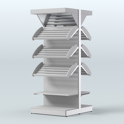 Стеллаж для хлеба островной высокий комбинированный с зеркальным фризом СХОВФ-03, Серый