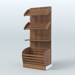 Стеллаж для хлеба и выпечки с нижней корзиной - накопителем Феникс №12К, Орех