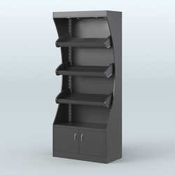 Стеллаж высокий пристенный с деревянными полками для хлебной лавки ХЛ-1, Черный