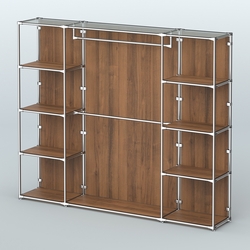 Торговая система ХРОМ (задняя стенка - ДСП) 2430 мм с полками ДСП и поручнями №3, Орех