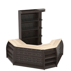 Комплект кассовой зоны со скосами и стеллажами под конфеты и орехи малый №1-1, Дуб Венге и Дуб Сонома