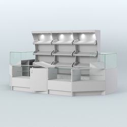 Пристенный павильон с недорогими прилавками для выкладки хлеба и выпечки №3, Серый