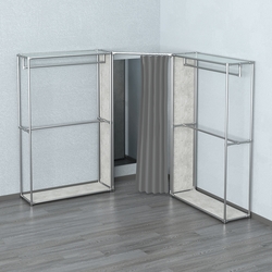 Примерочная с зеркалом из системы ХРОМ с поручнями №1-1, Метрополитан Грей