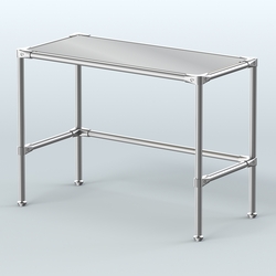 Стол средний D-42 с полкой зеркало 4мм, Крем Вайс