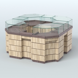 Торговый островок GOLD №2 восьмиугольный (4,04 кв.м), Ясень Анкор темный и Дуб Сонома