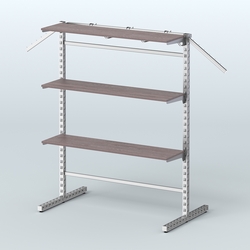 Система ЭЛЕГАНТ островная с полками ДСП и Т-образными стойками №15б, Ясень Анкор темный