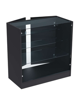 Прилавок из ДСП серии Тандем №4-900 с тремя полками и дверками, Черный