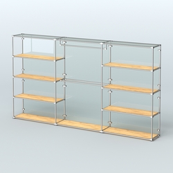 Торговая система ХРОМ (задняя стенка - стекло) 3600 мм с полками ДСП и поручнями №1, Дуб Золотистый