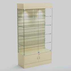 Витрина СЕТЬ №1-П с экономпанелью и полками, Крем Вайс